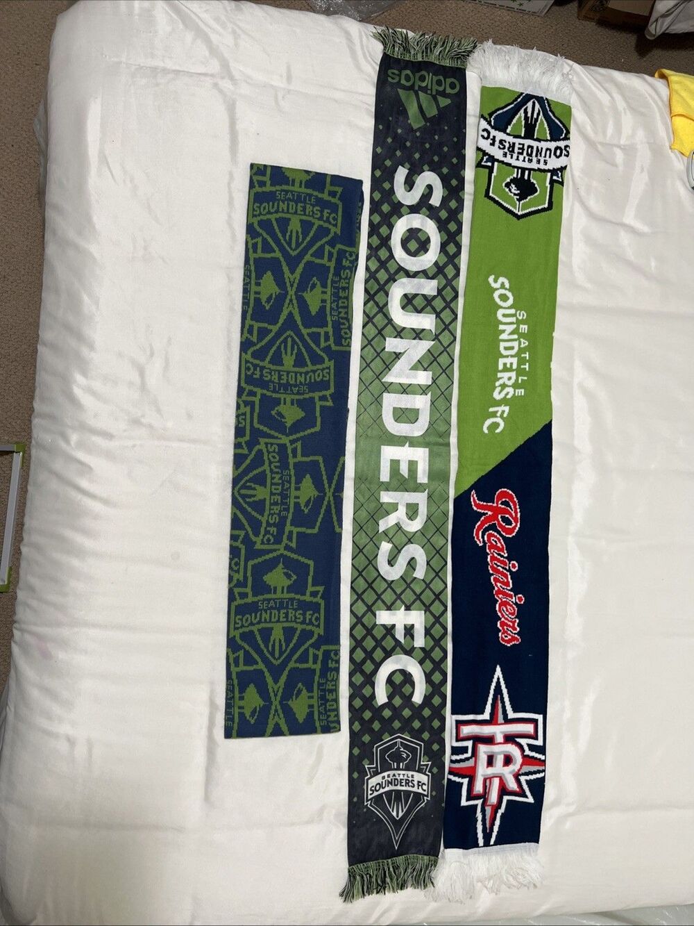 Seattle Sounders FC Scarf Lot Of 3 ( 1 Is Hybrid With Rainiers) Mixed Brands